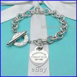 Return to Tiffany & Co. Heart Tag Toggle Charm Bracelet 925 Silver Authentic