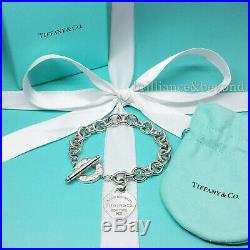 Return to Tiffany & Co. Heart Tag Toggle Charm Bracelet 925 Silver Authentic