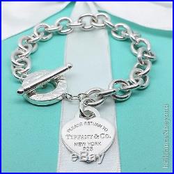 Return to Tiffany & Co Heart Tag Toggle Charm Bracelet 925 Silver Authentic