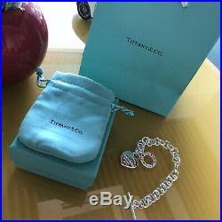 Return to Tiffany & Co. Heart Tag Toggle Charm Bracelet 925 Silver Authentic 8
