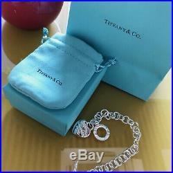 Return to Tiffany & Co. Heart Tag Toggle Charm Bracelet 925 Silver Authentic 8