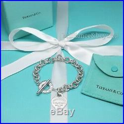 Return to Tiffany & Co. Heart Tag Toggle Charm Bracelet 925 Silver Authentic 8in