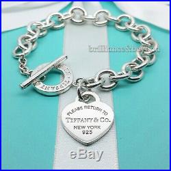 Return to Tiffany & Co. Heart Tag Toggle Charm Bracelet Silver NEW VERSION 7.5