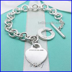 Return to Tiffany & Co. Heart Tag Toggle Clasp Charm Bracelet Silver NEW VERSION