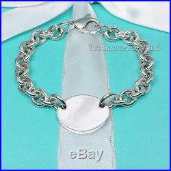 Return to Tiffany & Co Oval Tag Bracelet Charm Chain Sterling Silver Authentic
