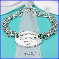 Return to Tiffany & Co Oval Tag Bracelet Charm Chain Sterling Silver NEW VERSION