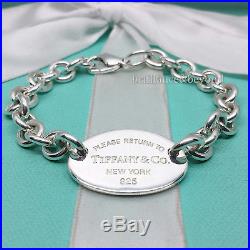 Return to Tiffany & Co Oval Tag Charm Bracelet 925 Sterling Silver NEW VERSION