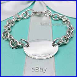 Return to Tiffany & Co Oval Tag Charm Bracelet 925 Sterling Silver NEW VERSION