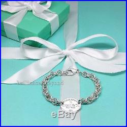 Return to Tiffany & Co Oval Tag Charm Chain Bracelet Sterling Silver Authentic