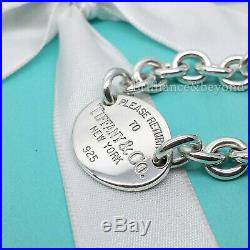 Return to Tiffany & Co. Oval Tag Charm Chain Bracelet Sterling Silver Pouch