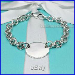 Return to Tiffany & Co. Oval Tag Charm Chain Bracelet Sterling Silver Pouch