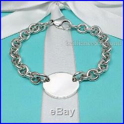 Return to Tiffany & Co. Oval Tag Charm Chain Bracelet Sterling Silver Pouch