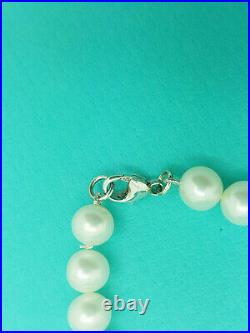 Return to Tiffany & Co. RARE Silver 8 mm Pearl and Heart tag charm 7.5 Bracelet