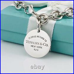 Return to Tiffany & Co. Round Tag Bracelet Charm 925 Silver Authentic
