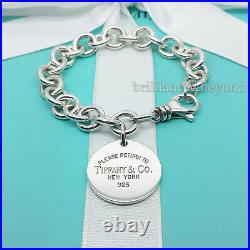 Return to Tiffany & Co. Round Tag Bracelet Charm 925 Sterling Silver