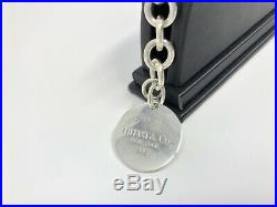 Return to Tiffany & Co. Round Tag Bracelet Charm 925 Sterling Silver 7