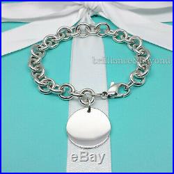 Return to Tiffany & Co. Round Tag Bracelet Charm 925 Sterling Silver 8.25 XL