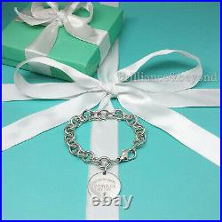 Return to Tiffany & Co. Round Tag Bracelet Charm 925 Sterling Silver SMALL