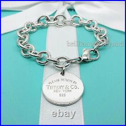 Return to Tiffany & Co. Round Tag Bracelet Charm 925 Sterling Silver SMALL