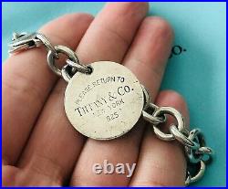 Return to Tiffany & Co. Round Tag Bracelet Charm 925 Sterling Silver With Gift Bag