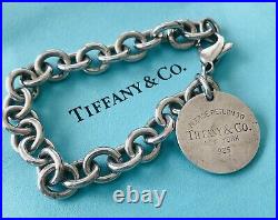 Return to Tiffany & Co. Round Tag Bracelet Charm 925 Sterling Silver With Gift Bag