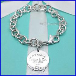 Return to Tiffany & Co. Round Tag Charm Bracelet 925 Sterling Silver Authentic