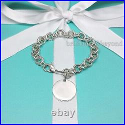 Return to Tiffany & Co. Round Tag Charm Bracelet 925 Sterling Silver Authentic