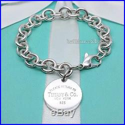 Return to Tiffany & Co. Round Tag Charm Bracelet 925 Sterling Silver with Pouch