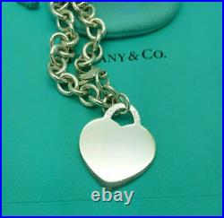 Return to Tiffany & Co. Silver Extra Large XL Heart Tag Charm 7.5 Bracelet