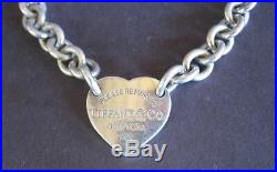 Return to Tiffany Co Sterling Silver Heart Tag Charm Bracelet 7 1/2 Box pouch