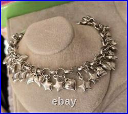 Ross Simons sterling silver Puffy Heart Star Dangle Charm Tennis Bracelet Italy Ross Simons sterling silver Puffy Heart Star Dangle Charm Tennis Bracelet Italy