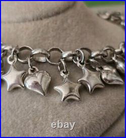 Ross Simons sterling silver Puffy Heart Star Dangle Charm Tennis Bracelet Italy Ross Simons sterling silver Puffy Heart Star Dangle Charm Tennis Bracelet Italy