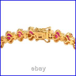 Ruby and Zircon Cluster Bracelet in 18ct Gold Over Silver TCW 20.831ct