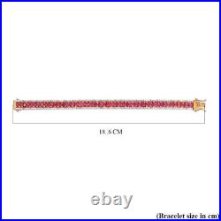 Ruby and Zircon Tennis Bracelet in Yellow Gold Over Silver Size 7Wt. 18.9 Gms