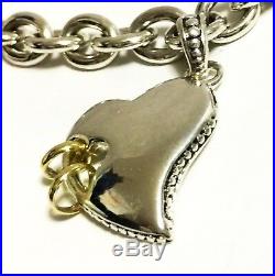 SCOTT KAY 7.5 16g Sterling Silver Heart 14k Gold Rings Charm Bracelet Women NWT