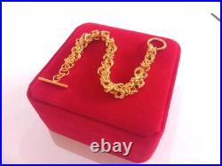 SOLID 18CT GOLD ON s295 SOLID SILVER 8 INCH Woman's CHARM BRACELET Gift