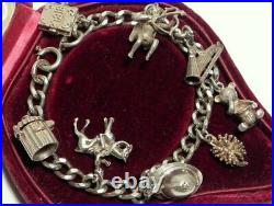 SOLID SILVER Vintage CHARM BRACELET with opening charms