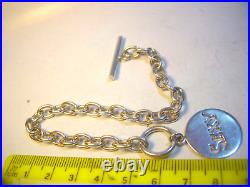 SOLID THICK SILVER-VINTAGE Open Link SEXY Charm Bracelet 7.5- Cleaned-superb