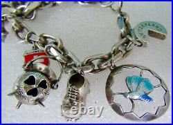 STERLING SILVER CHARM BRACELET Vtg Ireland & Switzerland Charms 20cm Length