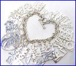 STERLING SILVER CHINESE GOOD LUCK CHARMS CHARM BRACELET 61.5g