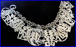 STERLING SILVER CHINESE GOOD LUCK CHARMS CHARM BRACELET 61.5g