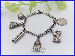 STERLING SILVER Coins 1941 Bracelet Vintage Antique Assorted Charms Chain Buddha