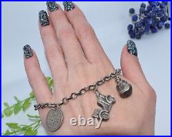 STERLING SILVER Coins 1941 Bracelet Vintage Antique Assorted Charms Chain Buddha