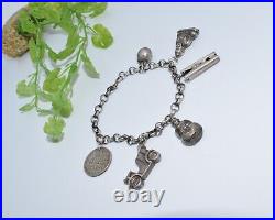 STERLING SILVER Coins 1941 Bracelet Vintage Antique Assorted Charms Chain Buddha