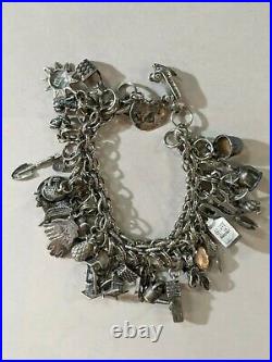STUNNING Vintage Sterling Silver CHARM BRACELET 31 Charms 94.4 grams CHUNKY