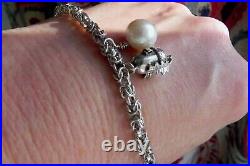 SWEET? DELICIOUS? 41g sterling silver 925 fully HM squirrel pearl charm bracelet