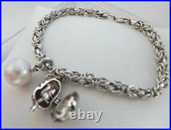 SWEET? DELICIOUS? 41g sterling silver 925 fully HM squirrel pearl charm bracelet