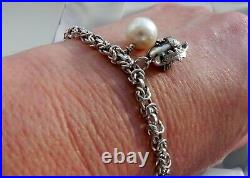 SWEET? DELICIOUS? 41g sterling silver 925 fully HM squirrel pearl charm bracelet