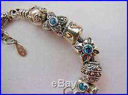 Samuel B Benham BJC Sterling Silver 18k Gold Blue Topaz Slide Charm Bracelet