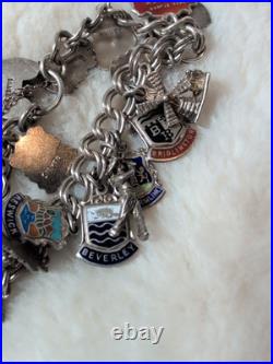 Samuel Lawrence Beverley 1950s 925 Silver Travel Charm Bracelet Enamel